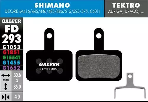 Galfer Disc Brake Pads for Shimano Deore Tektro TRP - FD293 G1053 - Performance Black