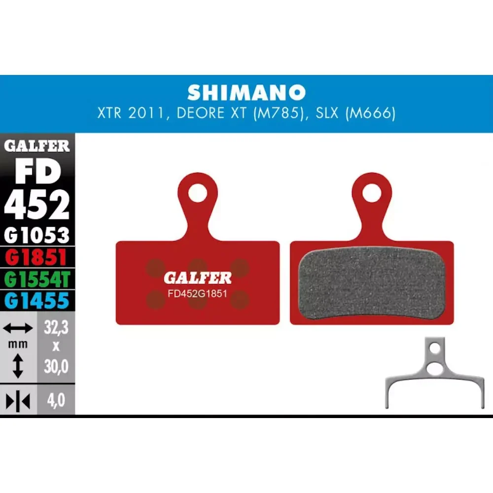 Galfer Disc Brake Pads For Shimano XT/XTR/SLX - FD452 G1851 - Advanced Red