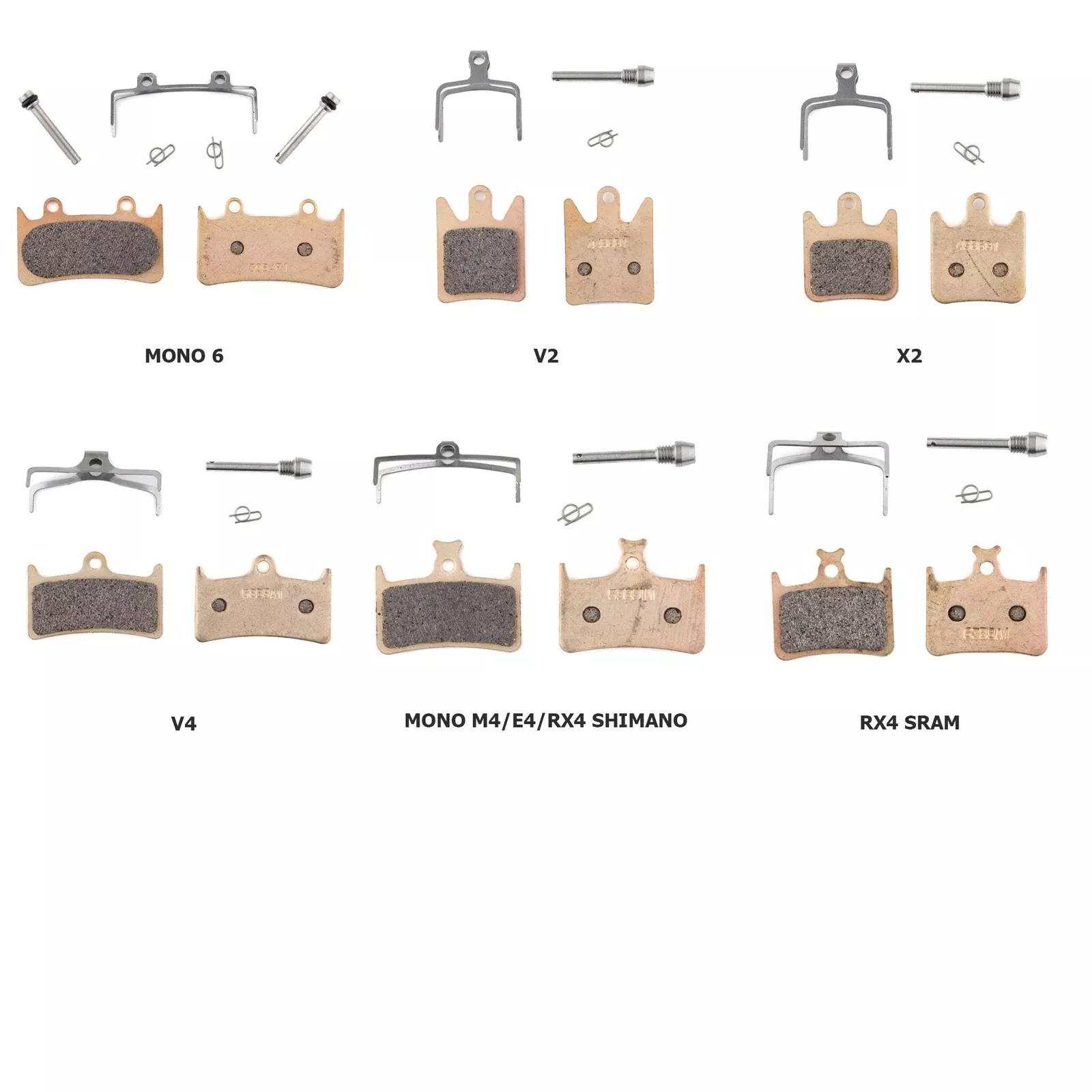 Hope Brake Pads: Sintered Compound Gold - E4, V4, V2, X2, SRAM SR4, RX4