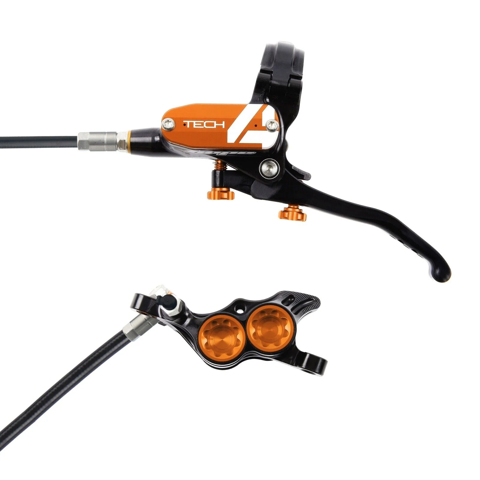 Hope Tech 4 E4 Complete Disc Brake. No Rotor. Black Hose. Various Colours. - Image 3