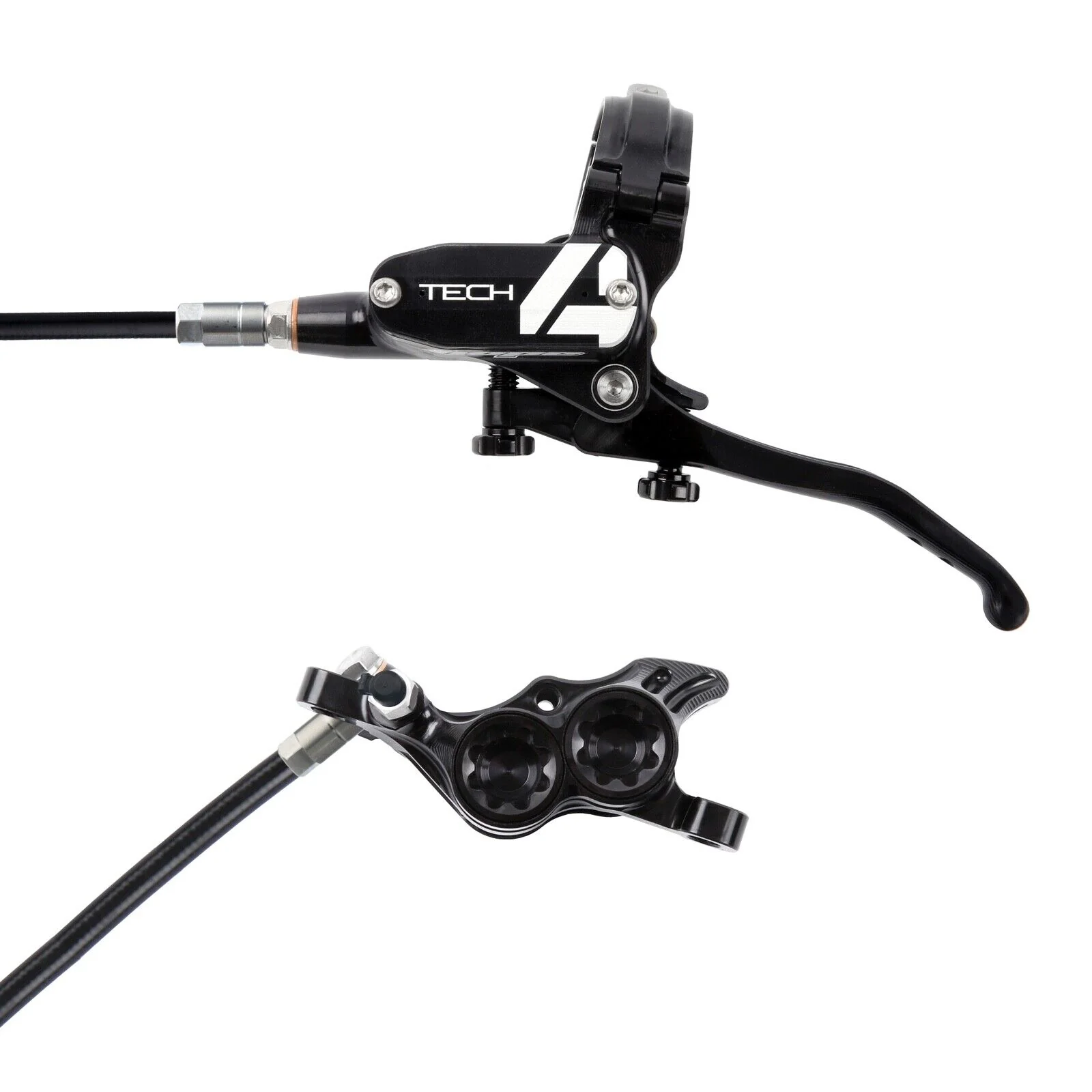 Hope Tech 4 E4 Complete Disc Brake. No Rotor. Black Hose. Various Colours. - Image 5