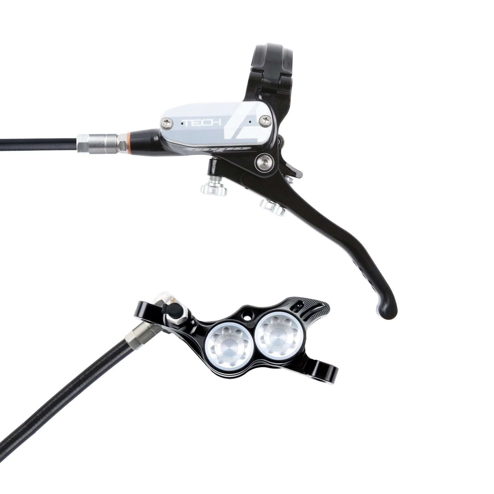 Hope Tech 4 E4 Complete Disc Brake. No Rotor. Black Hose. Various Colours. - Image 6