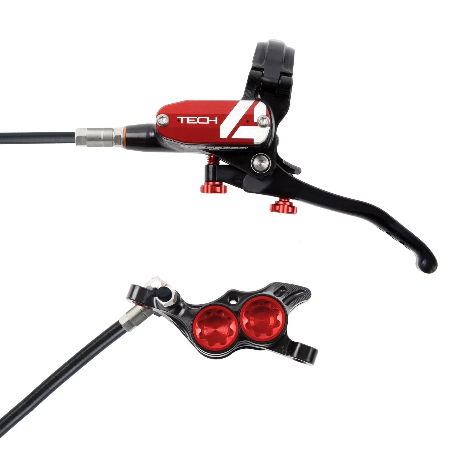 Hope Tech 4 E4 Complete Disc Brake. No Rotor. Black Hose. Various Colours. - Image 7