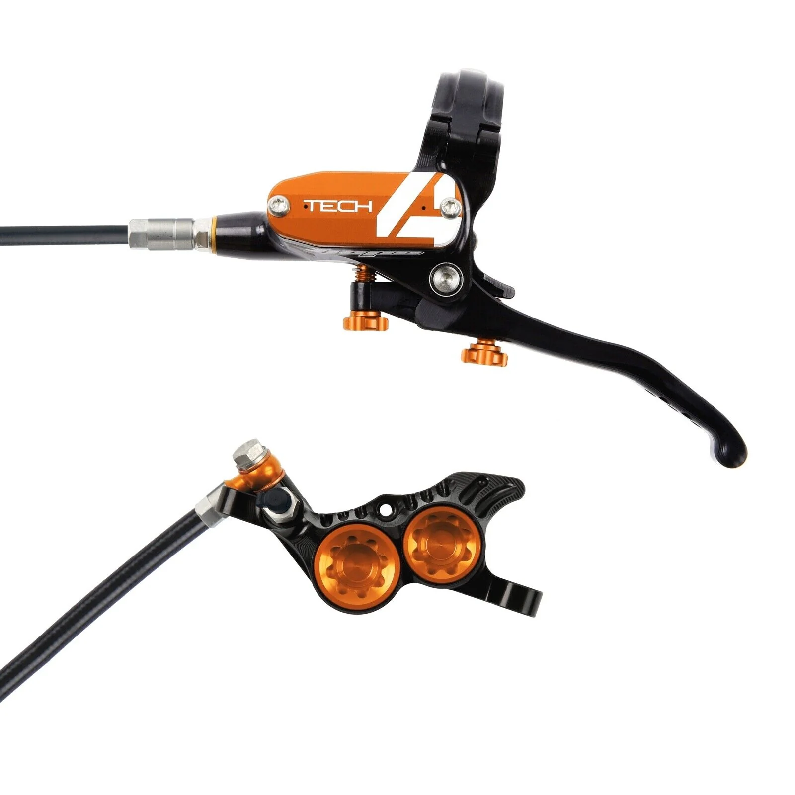 Hope Tech 4 V4 Complete Disc Brake. No Rotor. Black Hose. - Various Colours - Image 4
