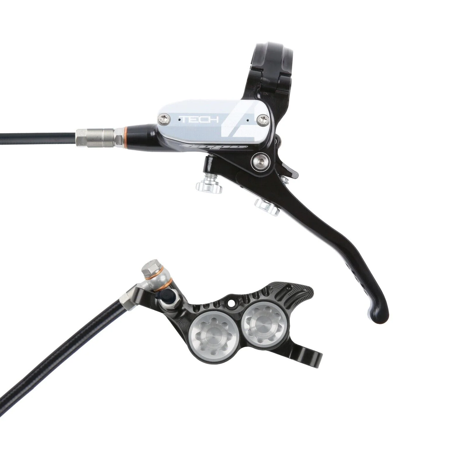 Hope Tech 4 V4 Complete Disc Brake. No Rotor. Black Hose. - Various Colours - Image 5