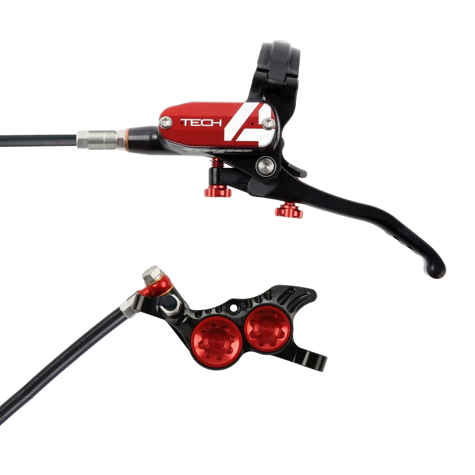 Hope Tech 4 V4 Complete Disc Brake. No Rotor. Black Hose. - Various Colours - Image 7