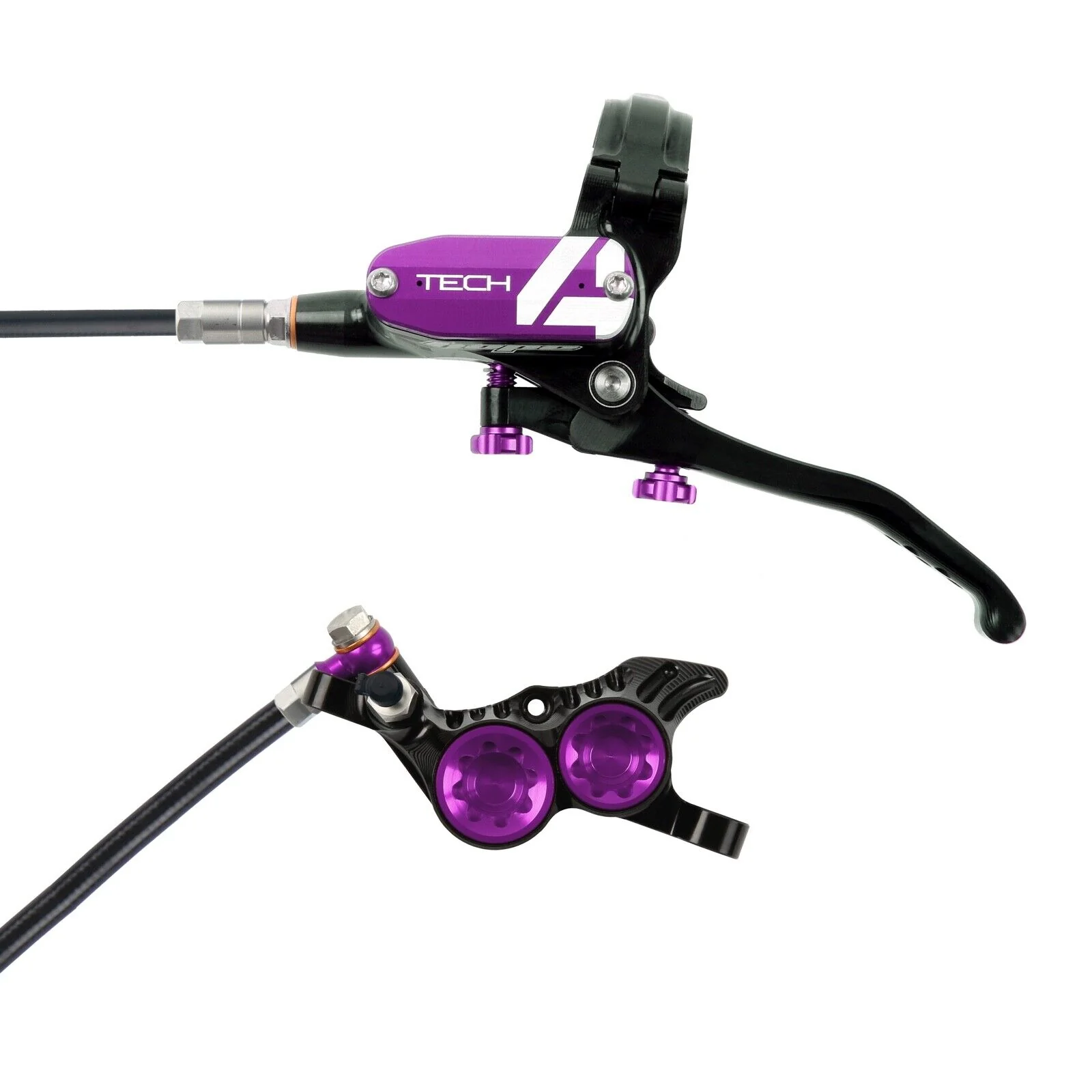 Hope Tech 4 V4 Complete Disc Brake. No Rotor. Black Hose. - Various Colours - Image 8