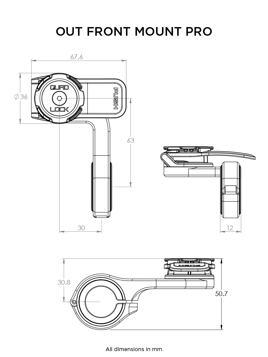 Quad Lock Out Front Mount PRO - Blue/Black - Image 2