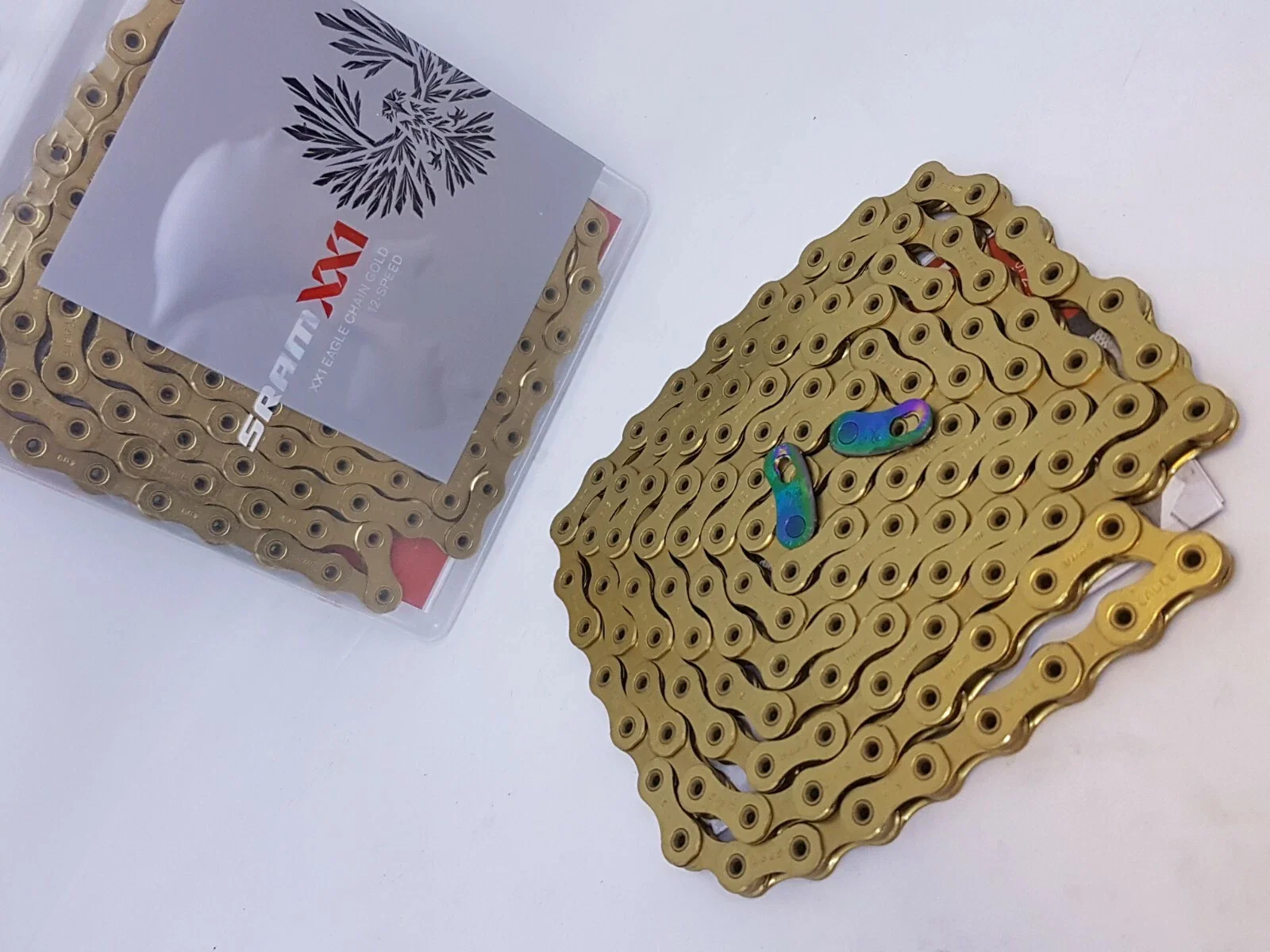 SRAM Eagle XX1 12 speed Chain Hollow Pin 126 Links - Gold Rainbow Black Copper - Image 6