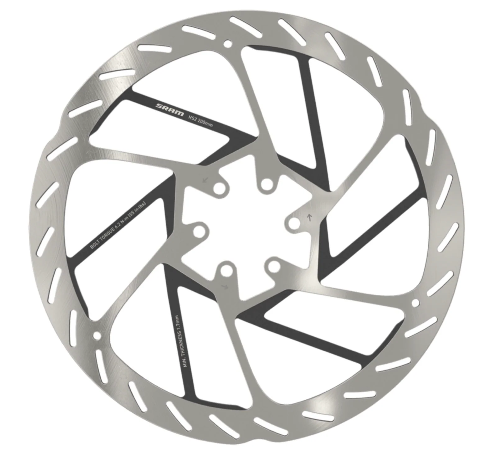 SRAM - Rotor HS2 6-Bolt (Includes Steel Rotor Bolts) Rounded 160mm, 180mm, 200mm, 220mm - Image 3