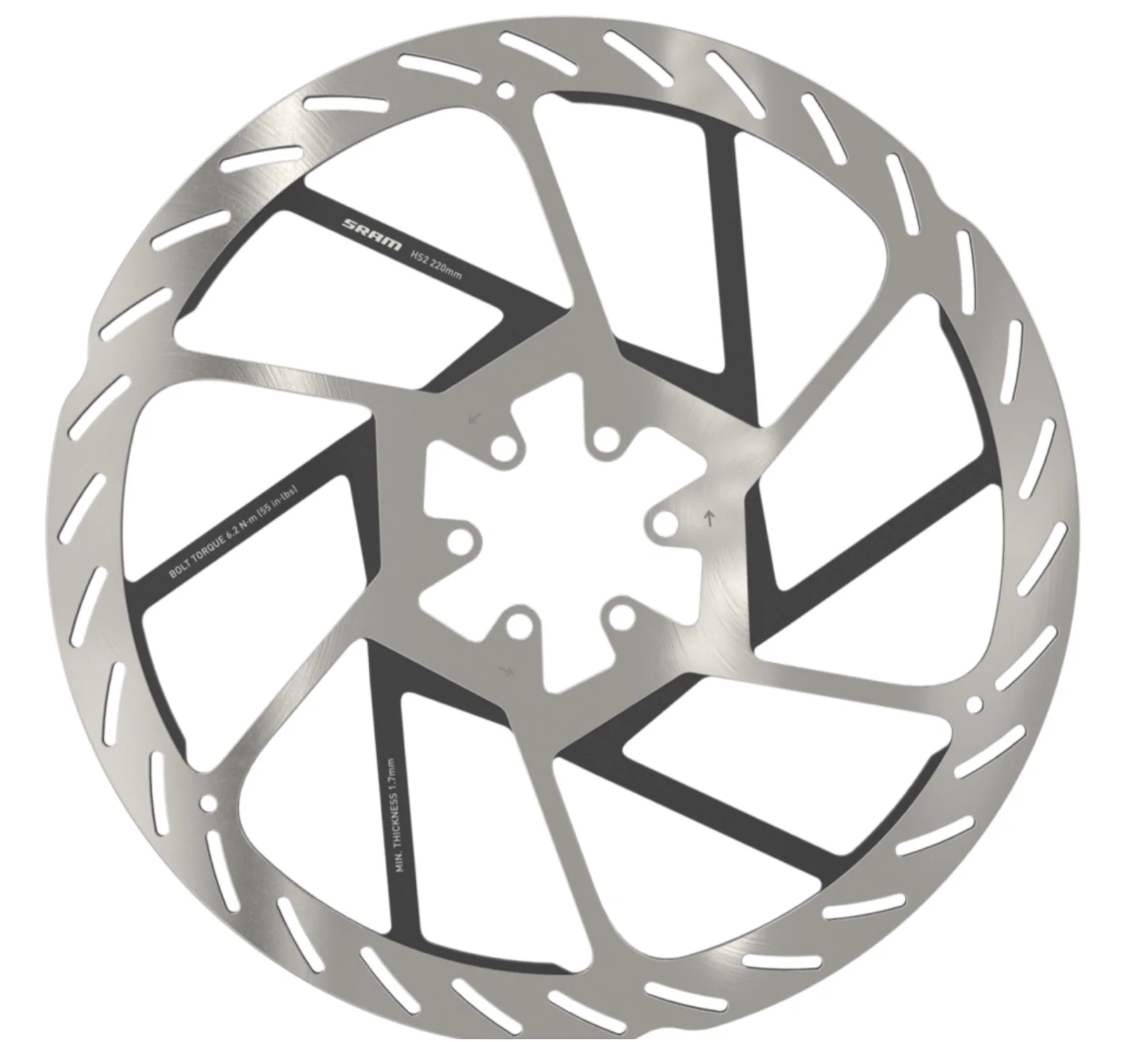 SRAM - Rotor HS2 6-Bolt (Includes Steel Rotor Bolts) Rounded 160mm, 180mm, 200mm, 220mm - Image 4
